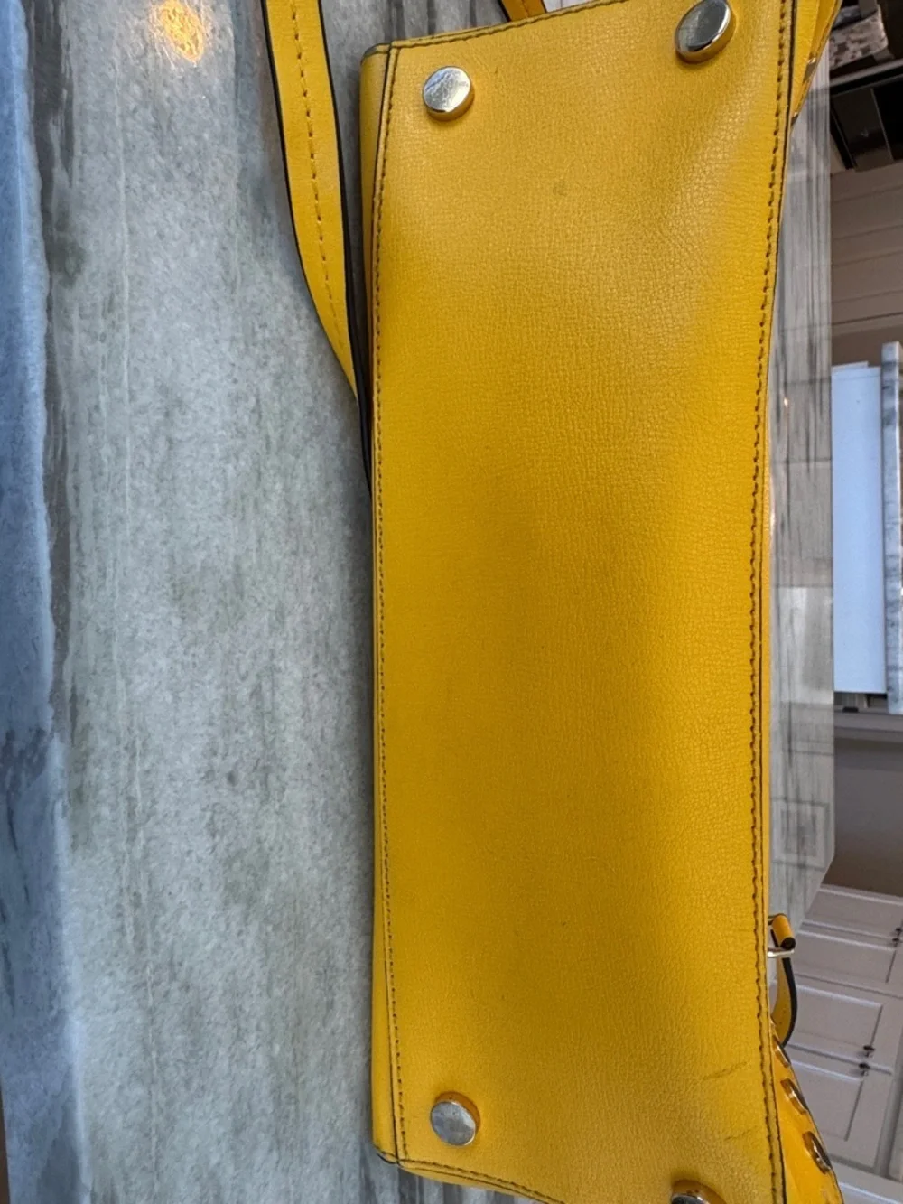 Michael Kors Yellow Studded Satchel with Gold Hardware